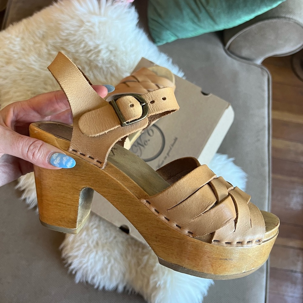 No.6 Natural Leather Clogs Size 38/7.5